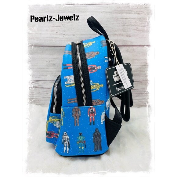Loungefly Star Wars Action Figures Droid Blue Allover Print Mini Backpack NWT main image 7